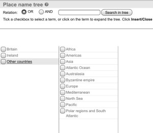 Place name tree search details here