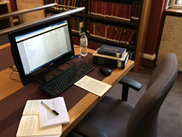 Reading desk in the library